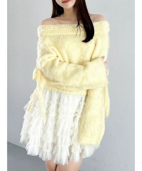 dazzlin（ダズリン）の「ボリュームフリルチュールミニスカート（スカート・レディース・アイボリー/グレー/チャコールグレー・FREE）」の8枚目の写真