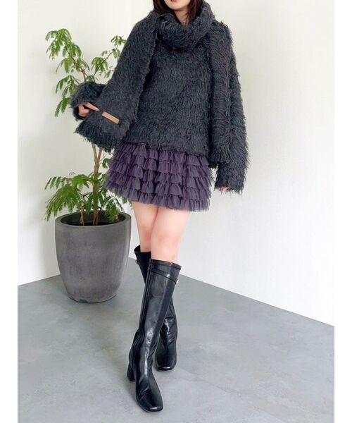 dazzlin（ダズリン）の「ボリュームフリルチュールミニスカート（スカート・レディース・アイボリー/グレー/チャコールグレー・FREE）」の19枚目の写真