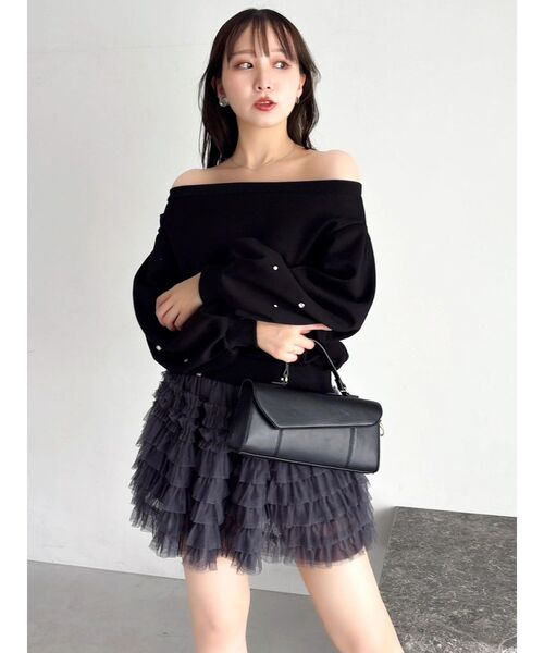 ボリュームフリルチュールスカート ボリュームフリルチュールミニスカート（スカート）｜dazzlin