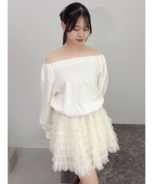 ボリュームフリルチュールミニスカート（スカート）｜dazzlin