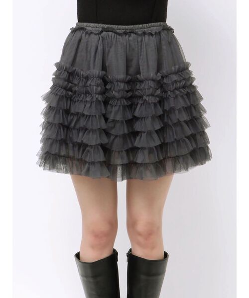 セール】ボリュームフリルチュールミニスカート（スカート）｜dazzlin