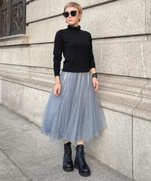 JENNE（ジェンヌ）の「クリスタルチュールスカート（スカート・レディース・グレー/ブルー/ブラック/ピンク・SMALL/LARGE/MEDIUM）」の7枚目の写真