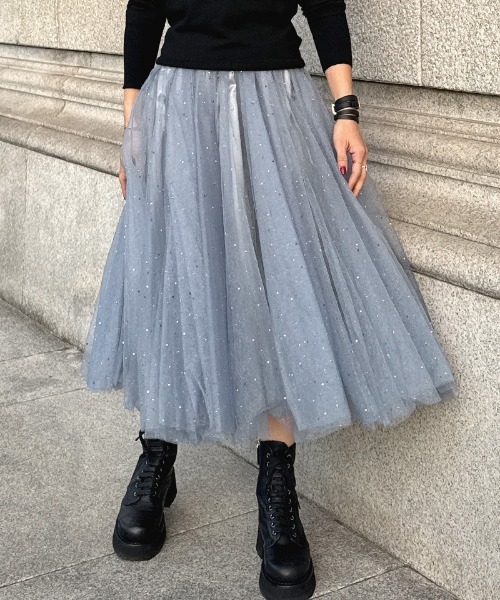 JENNE（ジェンヌ）の「クリスタルチュールスカート（スカート・レディース・グレー/ブルー/ブラック/ピンク・SMALL/LARGE/MEDIUM）」の11枚目の写真