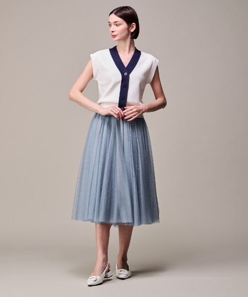 JENNE（ジェンヌ）の「クリスタルチュールスカート（スカート・レディース・グレー/ブルー/ブラック/ピンク・SMALL/LARGE/MEDIUM）」の17枚目の写真