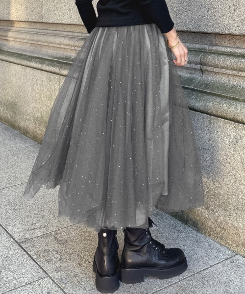 JENNE（ジェンヌ）の「クリスタルチュールスカート（スカート・レディース・グレー/ブルー/ブラック/ピンク・SMALL/LARGE/MEDIUM）」の22枚目の写真