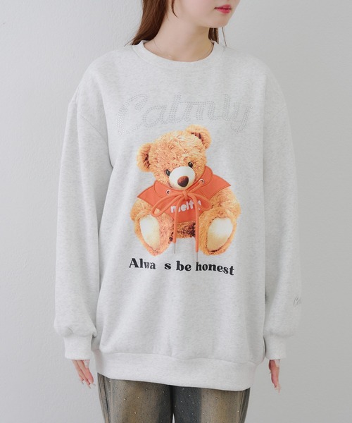 グニフニ さん くまちゃん コラージュ スウェット モコモコビューティフルシャドー｜裏起毛スウェット｜ユニセックス