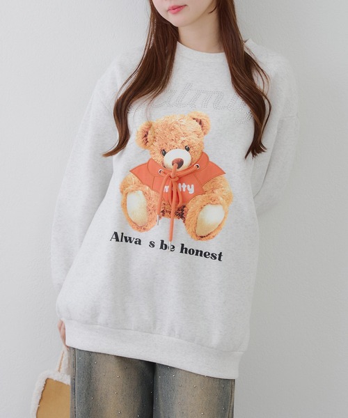 セール】キラキラロゴクマ裏起毛スウェット（スウェット）｜continuer
