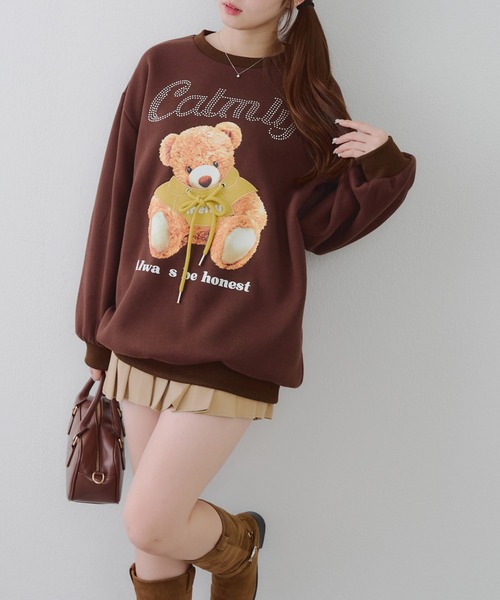 セール】キラキラロゴクマ裏起毛スウェット（スウェット）｜continuer