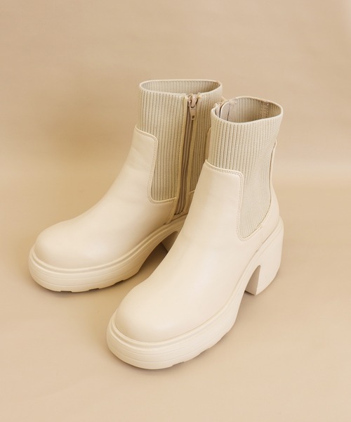 セール】ニットコンビ厚底ブーツ（ブーツ）｜artemis by DIANA
