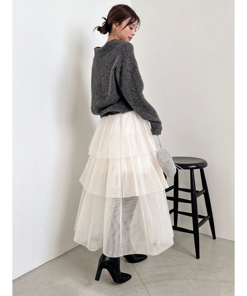 SNIDEL(スナイデル)の「【HIGH QUALITY】フォックスカシミヤニットポロ(ニット/セーター・レディース・ベージュ/イエロー/ダークグレー・F)」の14枚目の写真