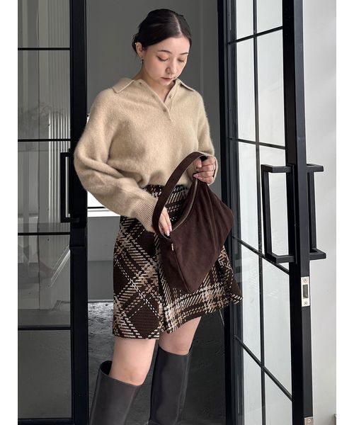 2025年✨スナイデル ハイクオリティ フォック カシミヤ ニットポロ ベージュ SNIDEL（スナイデル）の「【HIGH QUALITY】フォックスカシミヤ
