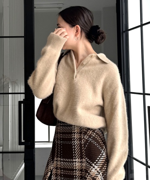 セール】【HIGH QUALITY】フォックスカシミヤニットポロ（ニット