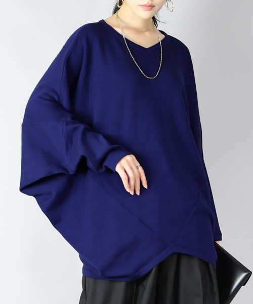 and it_(アンドイット)の「前後2wayバンザイドルマンコットンニット(ニット/セーター・レディース・ネイビー/グレー/ブラック/スモークピンク・FREE)」の3枚目の写真