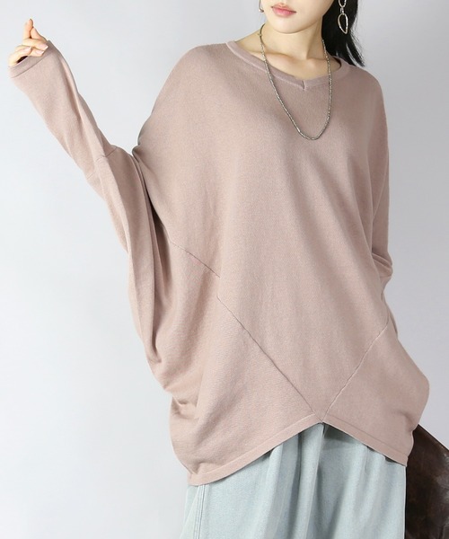 and it_(アンドイット)の「前後2wayバンザイドルマンコットンニット(ニット/セーター・レディース・ネイビー/グレー/ブラック/スモークピンク・FREE)」の4枚目の写真