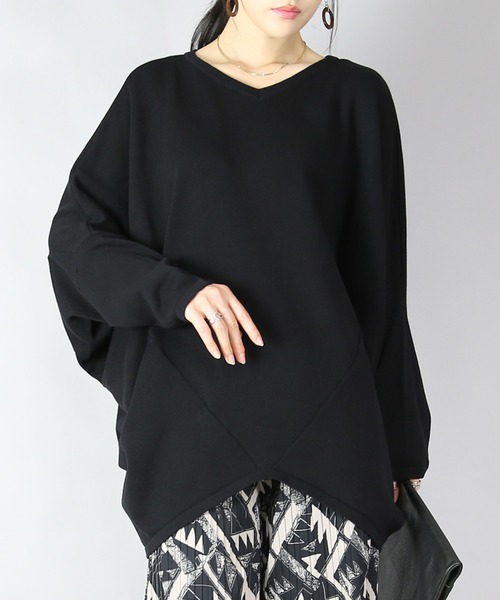 and it_(アンドイット)の「前後2wayバンザイドルマンコットンニット(ニット/セーター・レディース・ネイビー/グレー/ブラック/スモークピンク・FREE)」の8枚目の写真