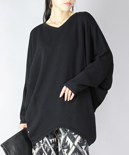 and it_(アンドイット)の「前後2wayバンザイドルマンコットンニット(ニット/セーター・レディース・ネイビー/グレー/ブラック/スモークピンク・FREE)」の9枚目の写真