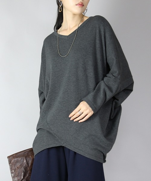 and it_(アンドイット)の「前後2wayバンザイドルマンコットンニット(ニット/セーター・レディース・ネイビー/グレー/ブラック/スモークピンク・FREE)」の14枚目の写真