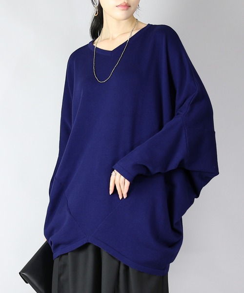 and it_(アンドイット)の「前後2wayバンザイドルマンコットンニット(ニット/セーター・レディース・ネイビー/グレー/ブラック/スモークピンク・FREE)」の17枚目の写真