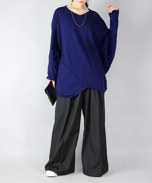 and it_(アンドイット)の「前後2wayバンザイドルマンコットンニット(ニット/セーター・レディース・ネイビー/グレー/ブラック/スモークピンク・FREE)」の19枚目の写真