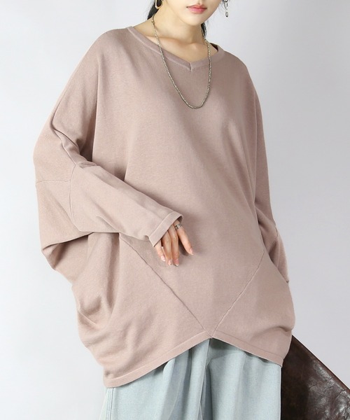 and it_(アンドイット)の「前後2wayバンザイドルマンコットンニット(ニット/セーター・レディース・ネイビー/グレー/ブラック/スモークピンク・FREE)」の21枚目の写真