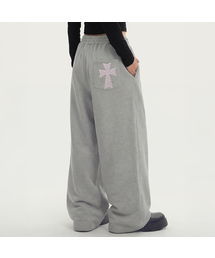 GRAVER（グレーバー）の「[ユニセックス]ドットクロスロゴ刺繍トレーニングワイドパンツ_2カラー（スウェットパンツ）」