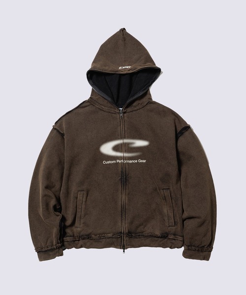 CPG(シーピージー)の「【CPG】CPG HT LOGO ZIP HOODIE(パーカー・メンズ・グレー/ブラウン・M/L)」の2枚目の写真