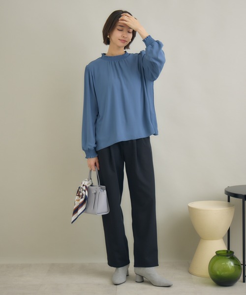 KATHARINE ROSS(キャサリンロス)の「【KATHARINE ROSS】シャーリング襟ブラウス(シャツ/ブラウス・レディース・ブルー/アイボリー/ライトグレー・FREE)」の10枚目の写真