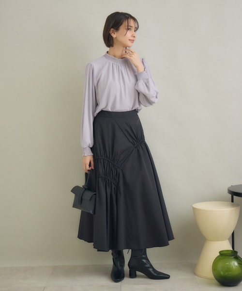 KATHARINE ROSS(キャサリンロス)の「【KATHARINE ROSS】シャーリング襟ブラウス(シャツ/ブラウス・レディース・ブルー/アイボリー/ライトグレー・FREE)」の5枚目の写真