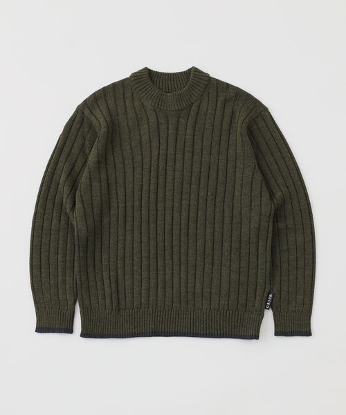 PULP/417EDIFICE(パルプフォーワンセブンエディフィス)の「GR10K / ジーアールテンケー RIB CREW NECK WORKWEAR(ニット/セーター・メンズ・グリーン/チャコールグレー・MEDIUM/SMALL)」の2枚目の写真