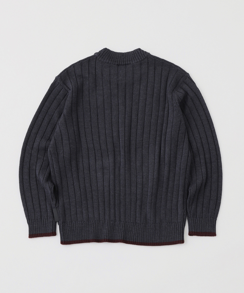 PULP/417EDIFICE(パルプフォーワンセブンエディフィス)の「GR10K / ジーアールテンケー RIB CREW NECK WORKWEAR(ニット/セーター・メンズ・グリーン/チャコールグレー・MEDIUM/SMALL)」の8枚目の写真