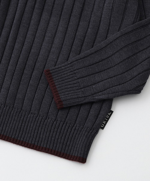 PULP/417EDIFICE(パルプフォーワンセブンエディフィス)の「GR10K / ジーアールテンケー RIB CREW NECK WORKWEAR(ニット/セーター・メンズ・グリーン/チャコールグレー・MEDIUM/SMALL)」の6枚目の写真