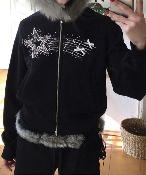 MAISON DE THERESE(メゾン ド テレーズ)の「取り外し可能 ファーカラー ジップアップアウター(ブルゾン・レディース・ブラック/ホワイト・S/M/L)」の11枚目の写真