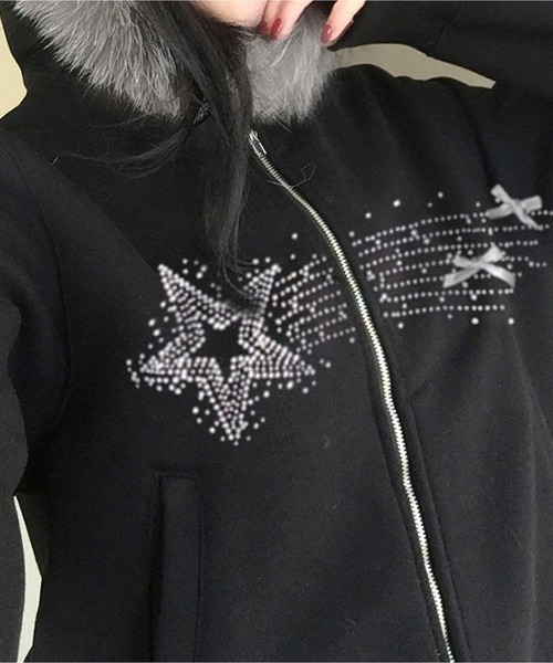 MAISON DE THERESE(メゾン ド テレーズ)の「取り外し可能 ファーカラー ジップアップアウター(ブルゾン・レディース・ブラック/ホワイト・S/M/L)」の13枚目の写真