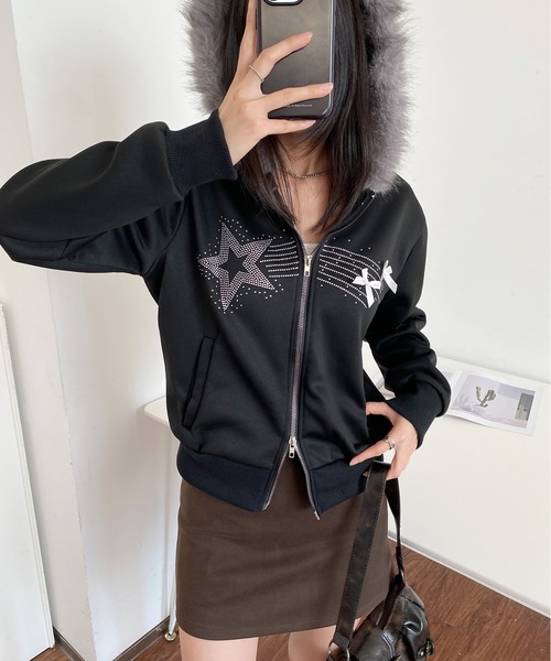 MAISON DE THERESE(メゾン ド テレーズ)の「取り外し可能 ファーカラー ジップアップアウター(ブルゾン・レディース・ブラック/ホワイト・S/M/L)」の21枚目の写真