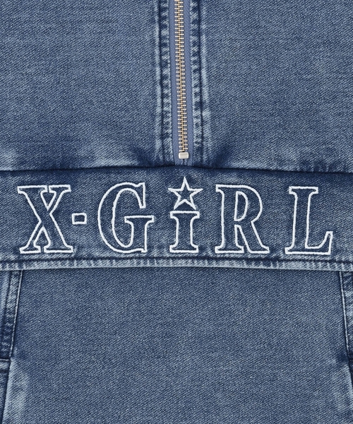 X-girl Stages(エックスガールステージス)の「ロゴ刺しゅうデニムスウェットワンピース(ワンピース・キッズ・ブルー/ピンク・140cm/130cm/100cm/90cm/110cm/120cm)」の5枚目の写真
