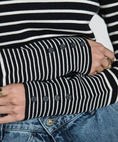 MAYSON GREY(メイソングレイ)の「リブタートルニットプルオーバー≪手洗い可能≫(ニット/セーター・レディース・オフホワイト/ブラック系その他/ブラック/ブラウン・M)」の8枚目の写真