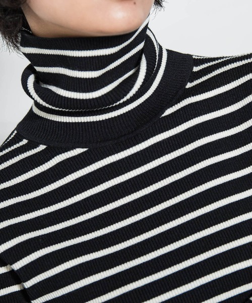 MAYSON GREY(メイソングレイ)の「リブタートルニットプルオーバー≪手洗い可能≫(ニット/セーター・レディース・オフホワイト/ブラック系その他/ブラック/ブラウン・M)」の9枚目の写真