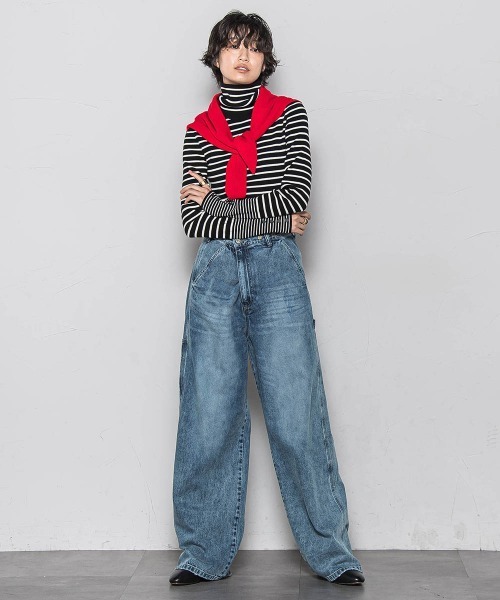 MAYSON GREY(メイソングレイ)の「リブタートルニットプルオーバー≪手洗い可能≫(ニット/セーター・レディース・オフホワイト/ブラック系その他/ブラック/ブラウン・M)」の14枚目の写真