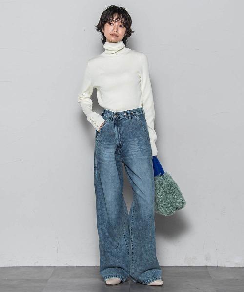 MAYSON GREY(メイソングレイ)の「リブタートルニットプルオーバー≪手洗い可能≫(ニット/セーター・レディース・オフホワイト/ブラック系その他/ブラック/ブラウン・M)」の19枚目の写真