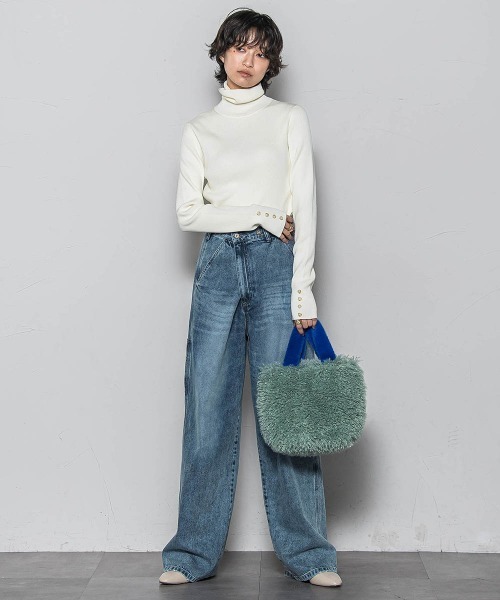 MAYSON GREY(メイソングレイ)の「リブタートルニットプルオーバー≪手洗い可能≫(ニット/セーター・レディース・オフホワイト/ブラック系その他/ブラック/ブラウン・M)」の21枚目の写真