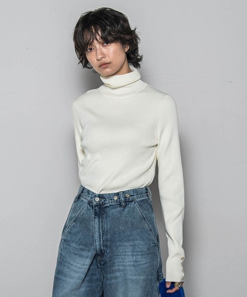 MAYSON GREY(メイソングレイ)の「リブタートルニットプルオーバー≪手洗い可能≫(ニット/セーター・レディース・オフホワイト/ブラック系その他/ブラック/ブラウン・M)」の16枚目の写真