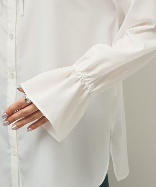 Green　Parks（グリーンパークス）の「ホワイトインナーフリルカラーシャツ（シャツ/ブラウス・レディース・オフホワイト/ブラック/ストライプ・FREE）」の17枚目の写真