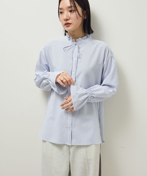 Green　Parks（グリーンパークス）の「ホワイトインナーフリルカラーシャツ（シャツ/ブラウス・レディース・オフホワイト/ブラック/ストライプ・FREE）」の20枚目の写真