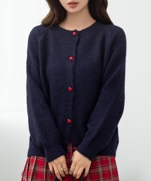 DAY CLOSET | ぷっくりハートボタンがCute。長袖ノーカラーニットカーディガン レディース(カーディガン/ボレロ)