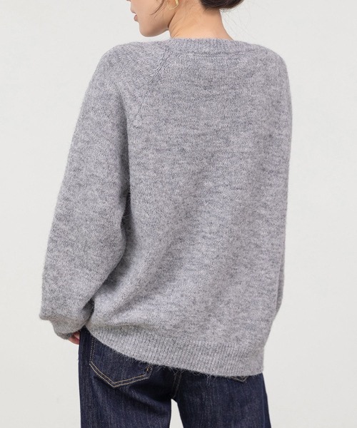 DAY CLOSET（デイ クローゼット）の「ぷっくりハートボタンがCute。長袖ノーカラーニットカーディガン レディース（カーディガン/ボレロ・レディース・ブルー/ネイビー/オートミール/グレー・FREE）」の7枚目の写真