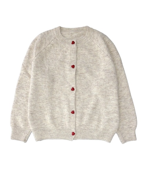 DAY CLOSET（デイ クローゼット）の「ぷっくりハートボタンがCute。長袖ノーカラーニットカーディガン レディース（カーディガン/ボレロ・レディース・ブルー/ネイビー/オートミール/グレー・FREE）」の22枚目の写真