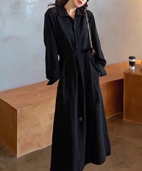Flugge(フラッジー)の「ウエストマークシャツワンピース(ワンピース・レディース・ブラウン/ブラック・LARGE/MEDIUM)」の2枚目の写真