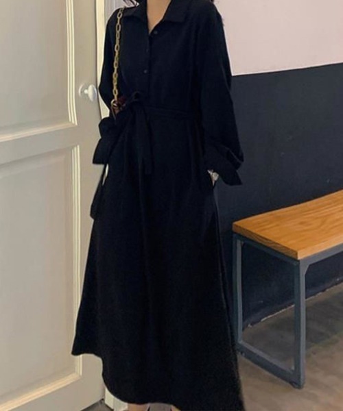 Flugge(フラッジー)の「ウエストマークシャツワンピース(ワンピース・レディース・ブラウン/ブラック・LARGE/MEDIUM)」の4枚目の写真