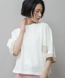 裏毛×ストライプドッキングTシャツ