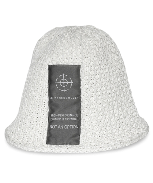 セール】オーバーサイズロゴニットバケットハット-コールドホワイト